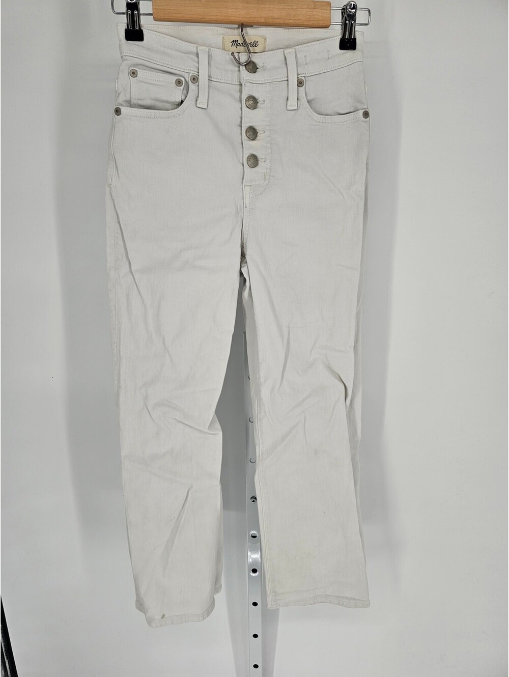 Madewell Women's White Slim Wide Leg Crop Mid Rise Button Closer Jeans Size 23